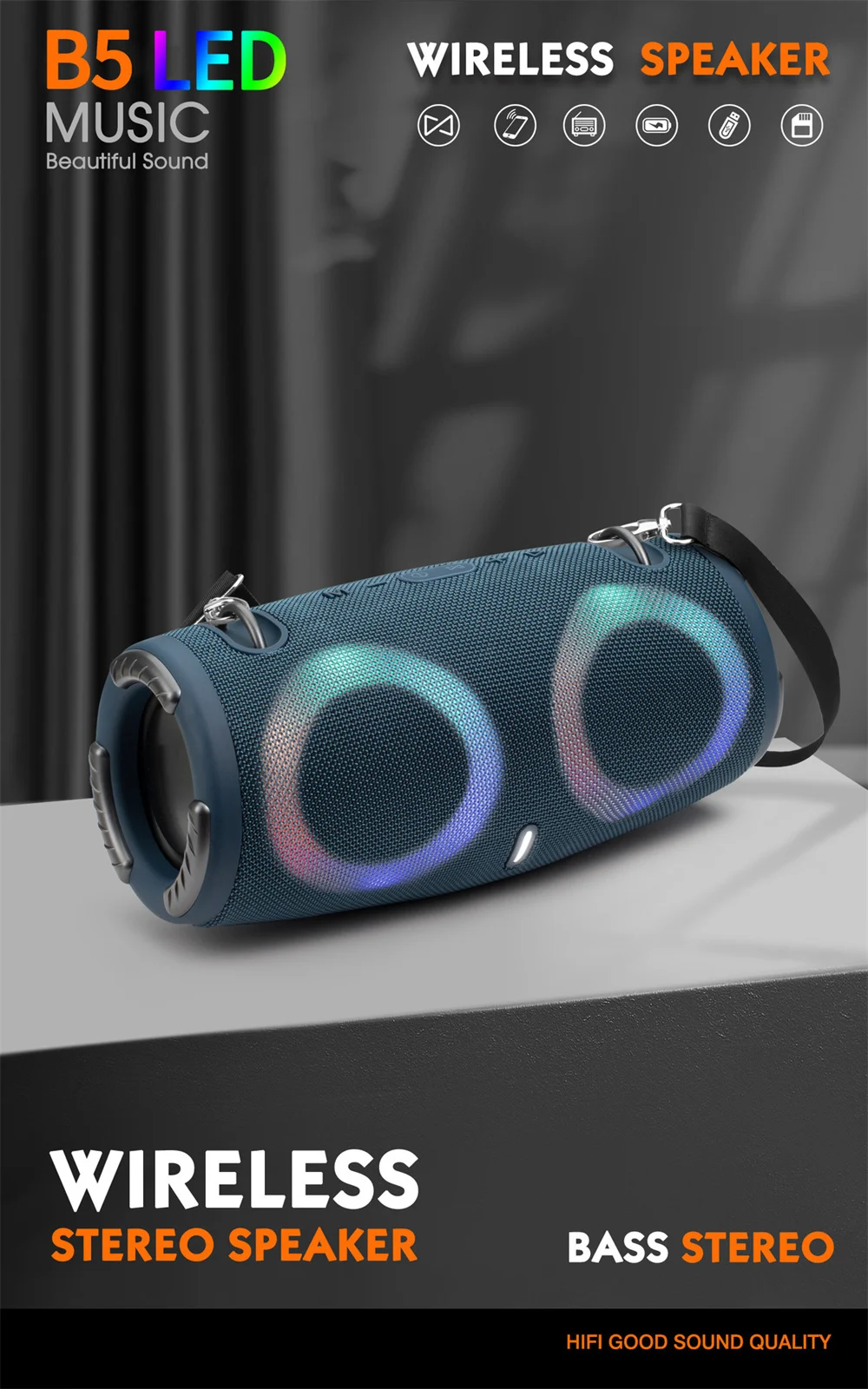 Portable Waterproof 100W High Power Bluetooth Speaker RGB Colorful Light Wireless Subwoofer 360 Stereo Surround TWS FM Boom Box Portable Waterproof 100W High Power Bluetooth Speaker RGB Colorful Light Wireless Subwoofer 360 Stereo Surround TWS FM Boom Box
