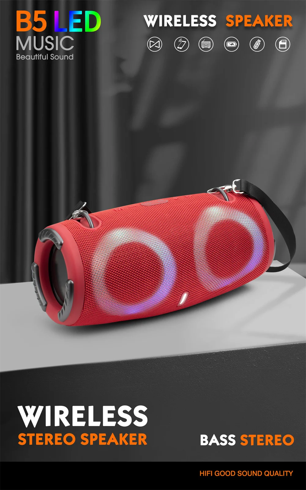 Portable Waterproof 100W High Power Bluetooth Speaker RGB Colorful Light Wireless Subwoofer 360 Stereo Surround TWS FM Boom Box Portable Waterproof 100W High Power Bluetooth Speaker RGB Colorful Light Wireless Subwoofer 360 Stereo Surround TWS FM Boom Box