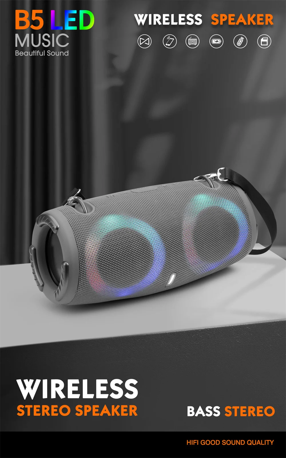 Portable Waterproof 100W High Power Bluetooth Speaker RGB Colorful Light Wireless Subwoofer 360 Stereo Surround TWS FM Boom Box Portable Waterproof 100W High Power Bluetooth Speaker RGB Colorful Light Wireless Subwoofer 360 Stereo Surround TWS FM Boom Box