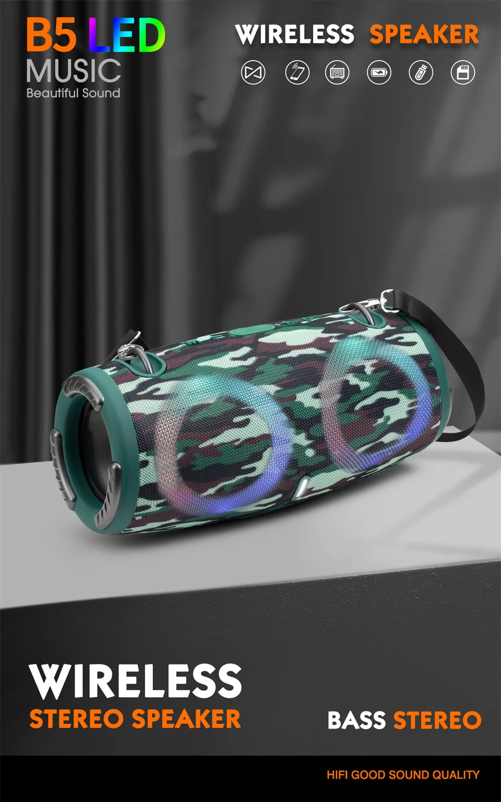 Portable Waterproof 100W High Power Bluetooth Speaker RGB Colorful Light Wireless Subwoofer 360 Stereo Surround TWS FM Boom Box Portable Waterproof 100W High Power Bluetooth Speaker RGB Colorful Light Wireless Subwoofer 360 Stereo Surround TWS FM Boom Box