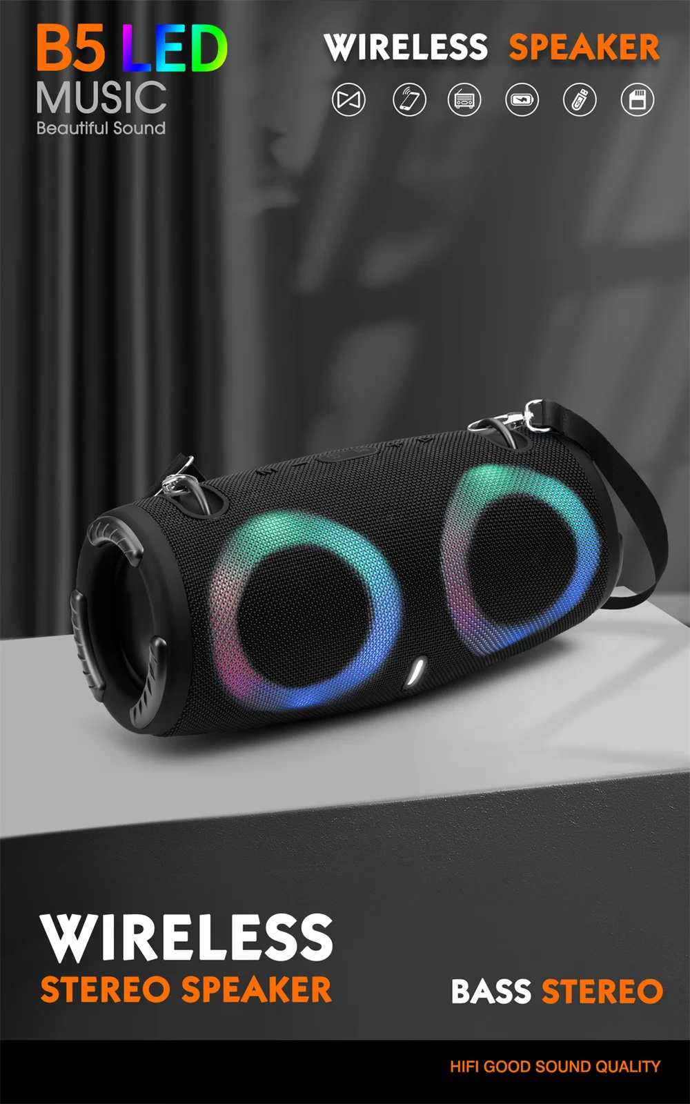 Portable Waterproof 100W High Power Bluetooth Speaker RGB Colorful Light Wireless Subwoofer 360 Stereo Surround TWS FM Boom Box Portable Waterproof 100W High Power Bluetooth Speaker RGB Colorful Light Wireless Subwoofer 360 Stereo Surround TWS FM Boom Box