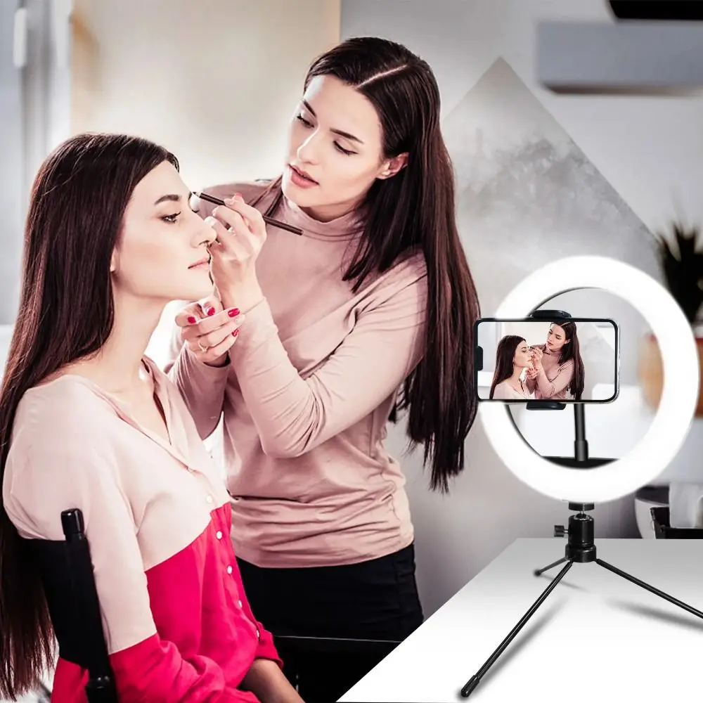 6/8/10inch LED Selfie Ring Light Photography Video Light RingLight Phone Stand Tripod Fill Light Dimmable Lamp Trepied Streaming 6/8/10inch LED Selfie Ring Light Photography Video Light RingLight Phone Stand Tripod Fill Light Dimmable Lamp Trepied Streaming