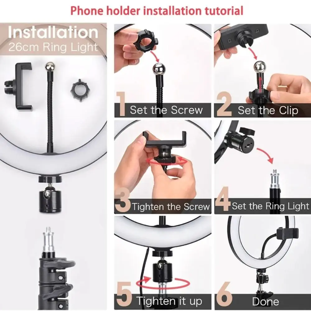 6/8/10inch LED Selfie Ring Light Photography Video Light RingLight Phone Stand Tripod Fill Light Dimmable Lamp Trepied Streaming 6/8/10inch LED Selfie Ring Light Photography Video Light RingLight Phone Stand Tripod Fill Light Dimmable Lamp Trepied Streaming