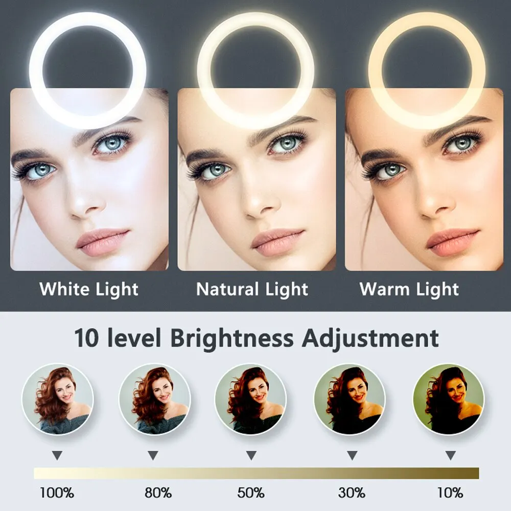 10/8/6/12 Inch Self-Timer Ring Light Photography Fill Light LED Ring Light Kit for Video Recording and Live Broadcast Equipment