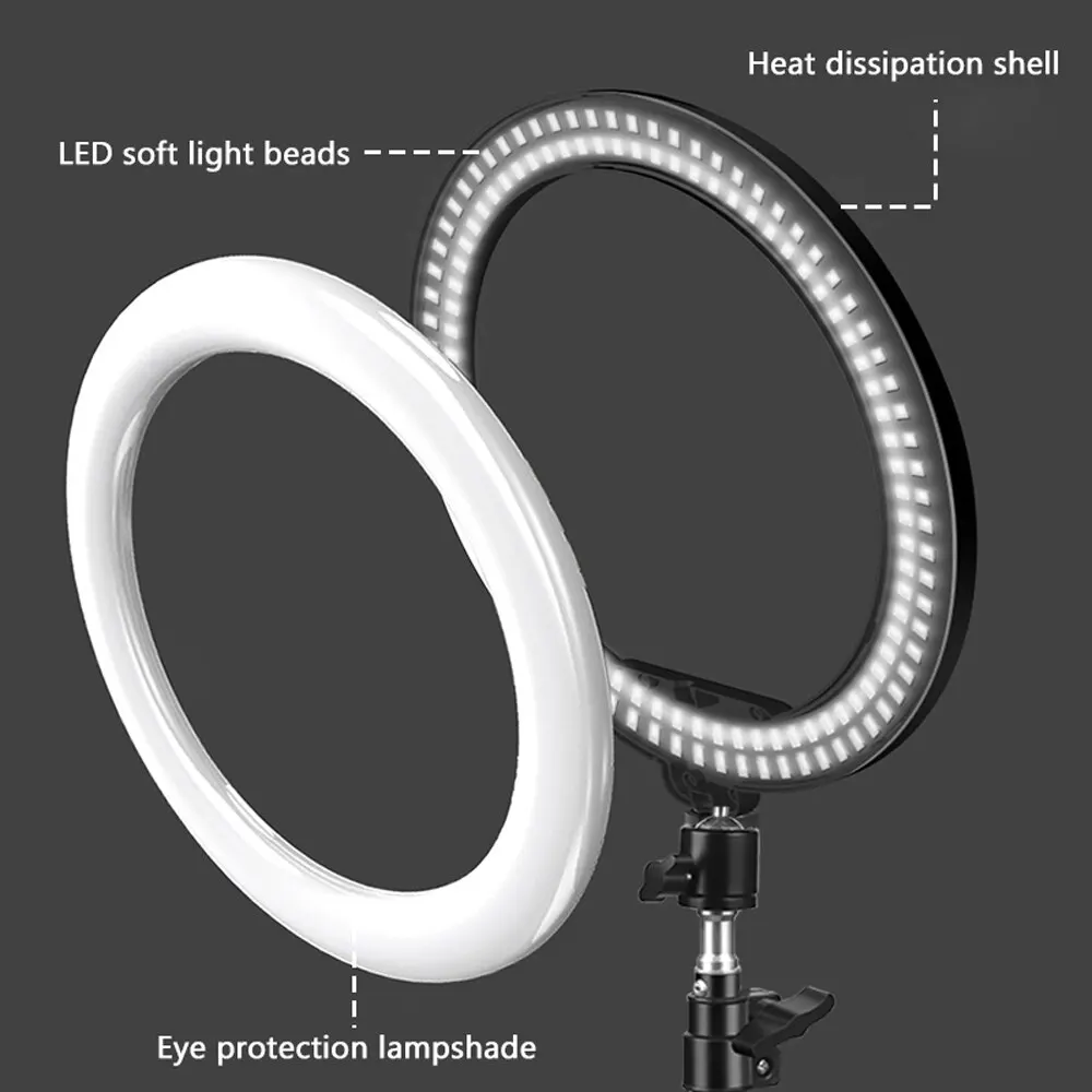 10/8/6/12 Inch Self-Timer Ring Light Photography Fill Light LED Ring Light Kit for Video Recording and Live Broadcast Equipment
