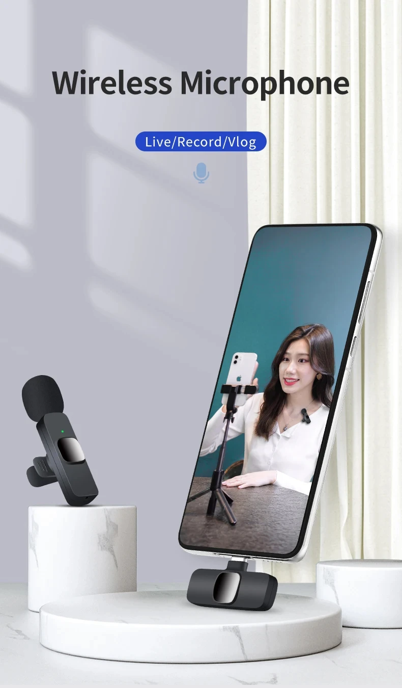 Basix 2.4G Wireless Lavalier Microphone Portable Audio Video Recording Mini Mic for iPhone Android Live Broadcast Gaming Phone Basix 2.4G Wireless Lavalier Microphone Portable Audio Video Recording Mini Mic for iPhone Android Live Broadcast Gaming Phone