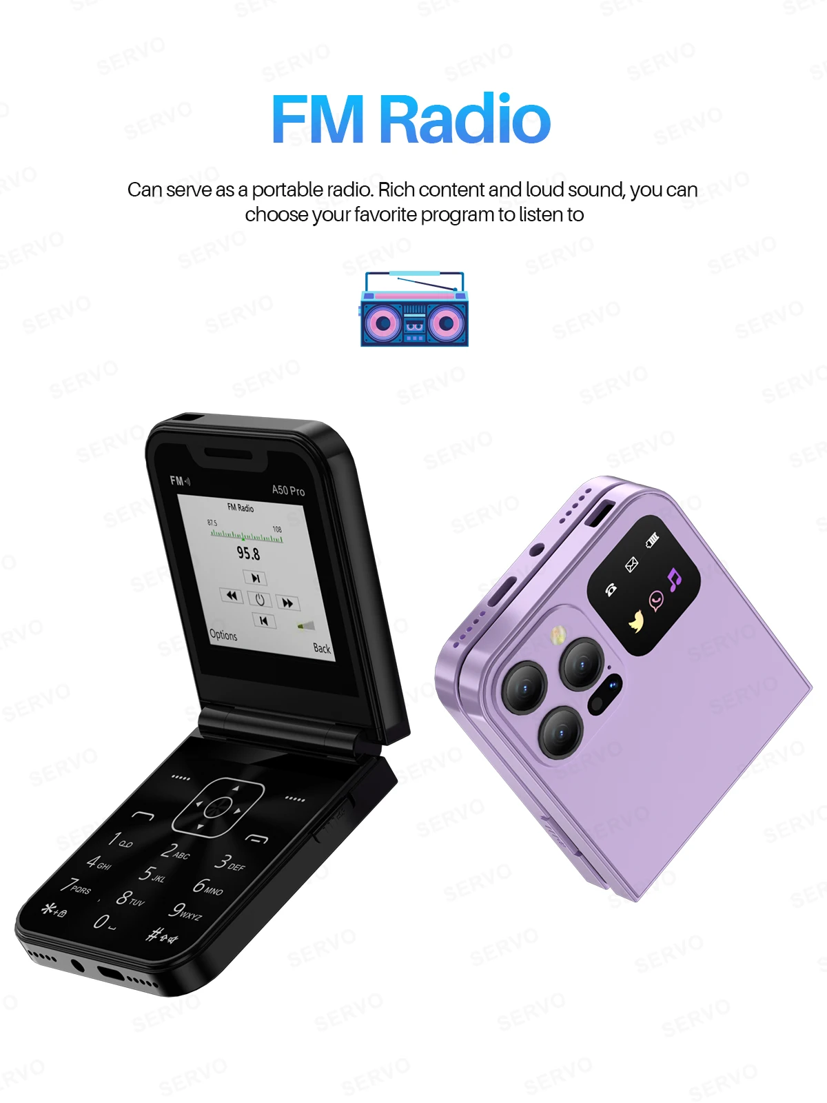 SERVO A50 Pro Flip Phone Dual SIM Card GSM Electric Torch Automatic Call Recording 2.4 Inch Screen Foldable Mobile Phones Type-C SERVO A50 Pro Flip Phone Dual SIM Card GSM Electric Torch Automatic Call Recording 2.4 Inch Screen Foldable Mobile Phones Type-C