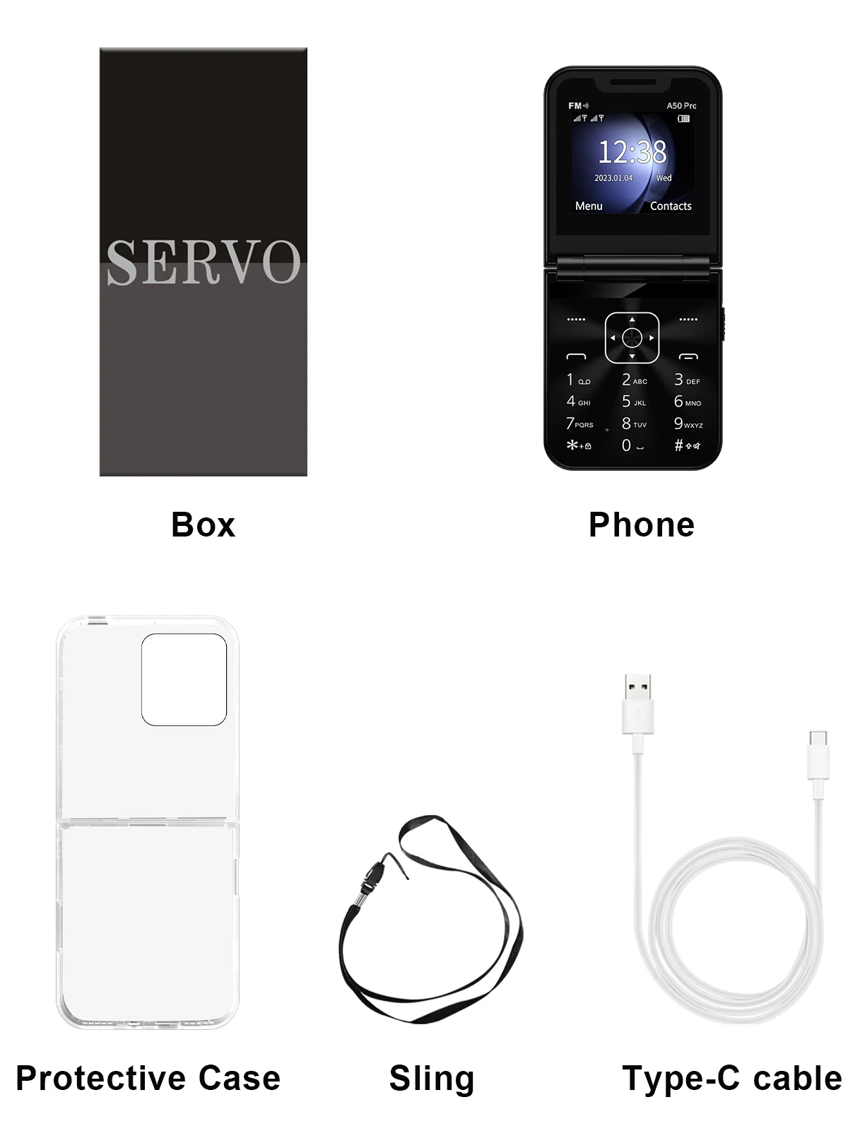 SERVO A50 Pro Flip Phone Dual SIM Card GSM Electric Torch Automatic Call Recording 2.4 Inch Screen Foldable Mobile Phones Type-C SERVO A50 Pro Flip Phone Dual SIM Card GSM Electric Torch Automatic Call Recording 2.4 Inch Screen Foldable Mobile Phones Type-C