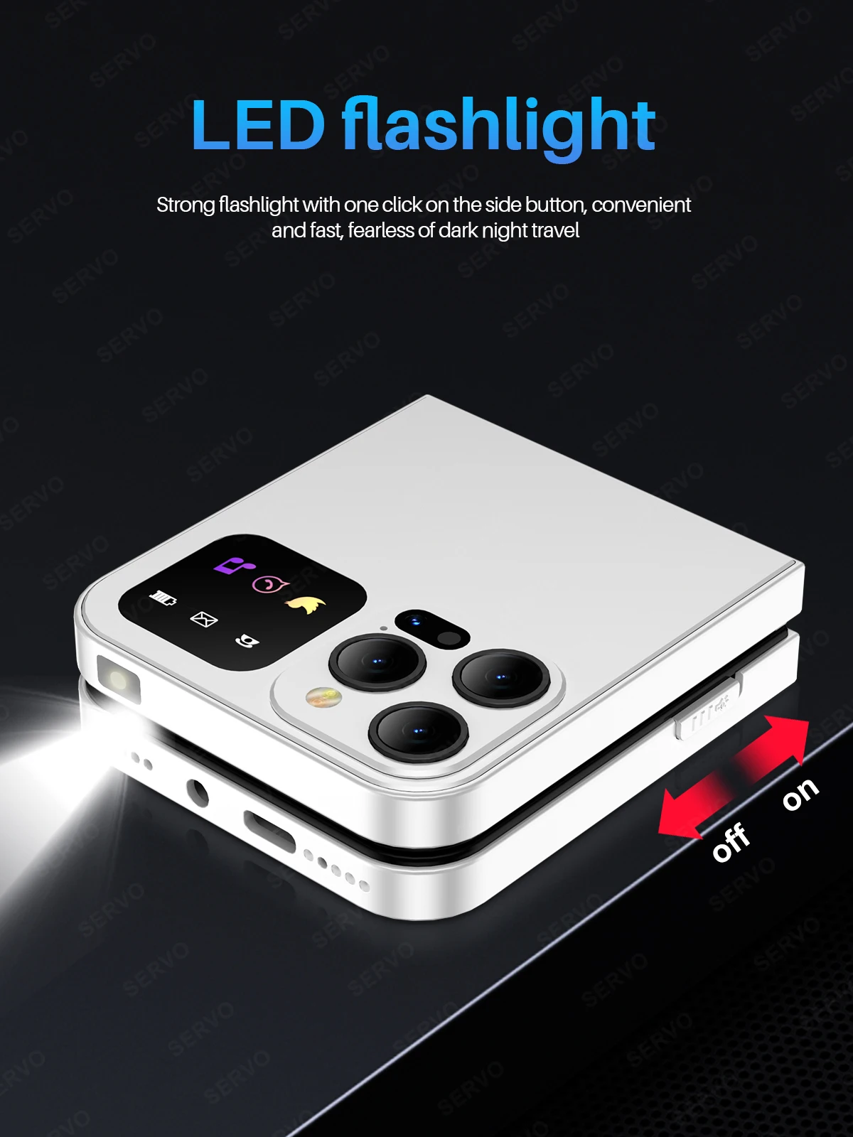SERVO A50 Pro Flip Phone Dual SIM Card GSM Electric Torch Automatic Call Recording 2.4 Inch Screen Foldable Mobile Phones Type-C SERVO A50 Pro Flip Phone Dual SIM Card GSM Electric Torch Automatic Call Recording 2.4 Inch Screen Foldable Mobile Phones Type-C