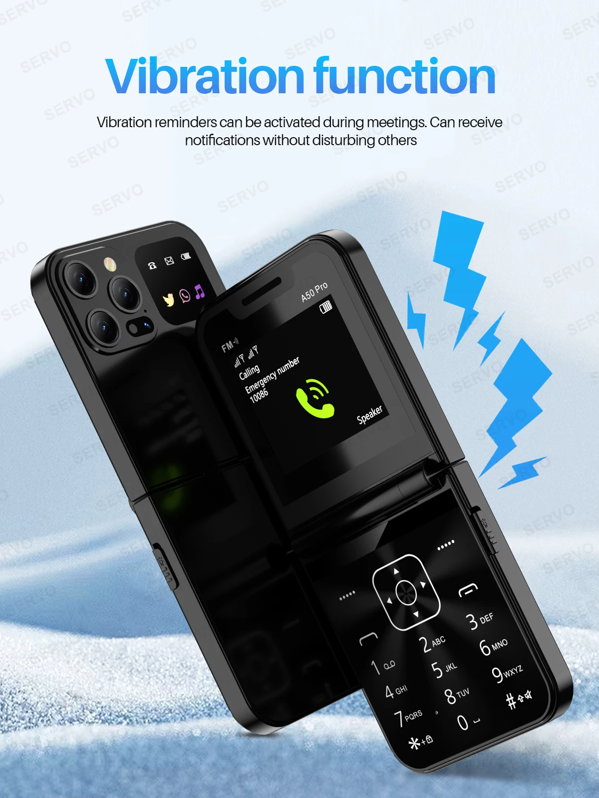 SERVO A50 Pro Flip Phone Dual SIM Card GSM Electric Torch Automatic Call Recording 2.4 Inch Screen Foldable Mobile Phones Type-C SERVO A50 Pro Flip Phone Dual SIM Card GSM Electric Torch Automatic Call Recording 2.4 Inch Screen Foldable Mobile Phones Type-C