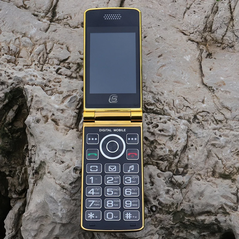 Foldable Flip Senior Mobile Phone Dual Display Large Key Loud Sound FM radio Blacklist dual Sim Card Torch Sound Recorder