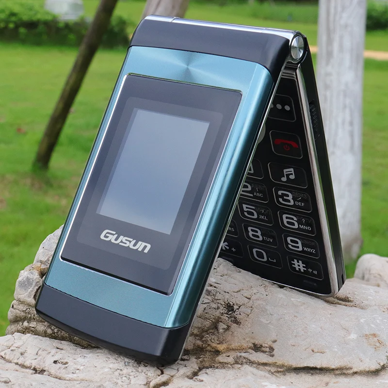 Foldable Flip Senior Mobile Phone Dual Display Large Key Loud Sound FM radio Blacklist dual Sim Card Torch Sound Recorder