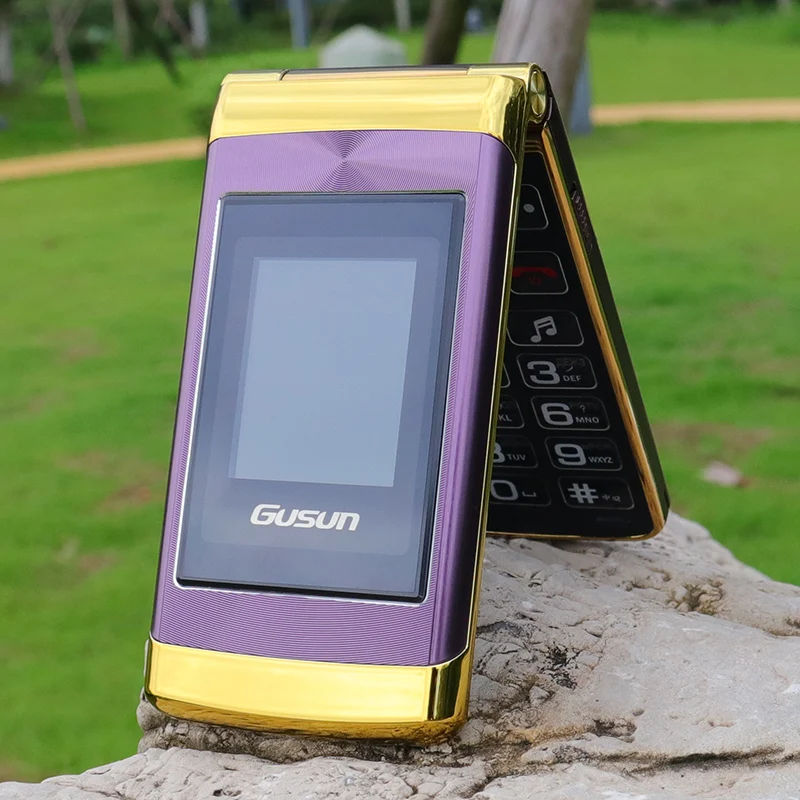 Foldable Flip Senior Mobile Phone Dual Display Large Key Loud Sound FM radio Blacklist dual Sim Card Torch Sound Recorder