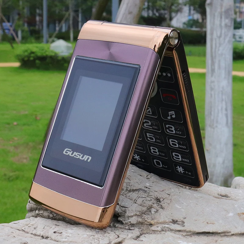 Foldable Flip Senior Mobile Phone Dual Display Large Key Loud Sound FM radio Blacklist dual Sim Card Torch Sound Recorder
