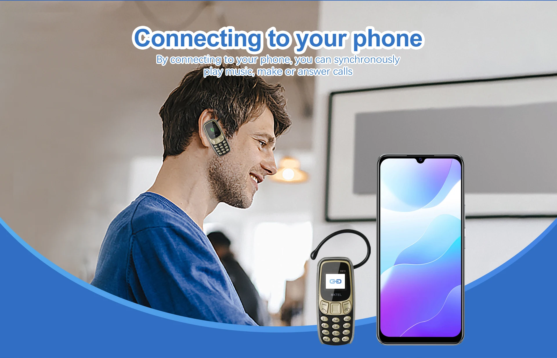 MKTEL 3310 Mini Feature Phone with Earhook Dual SIM Dual Standby MP3/MP4/FM Radio/Bluetooth/GPRS